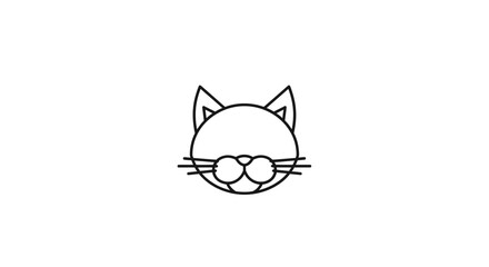 Cartoon cat face with glasses. © Komsin