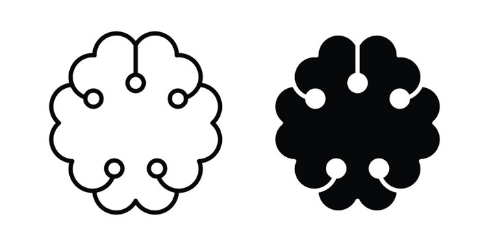 Intelligence icon thin line and black silhouette flat style
