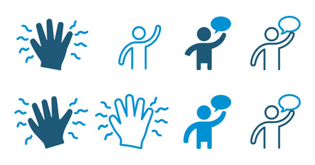 Welcome greeting icon hello hey goodbye hand symbol vector illustration minimal flat style communication sign user interface friendly gesture concept © ayat 02