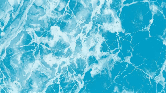 Abstract blue ocean water texture with foam waves background