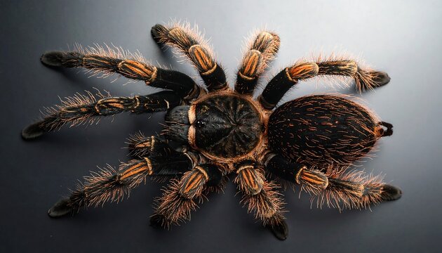 Close up of a tarantula spider detailed view on a dark background