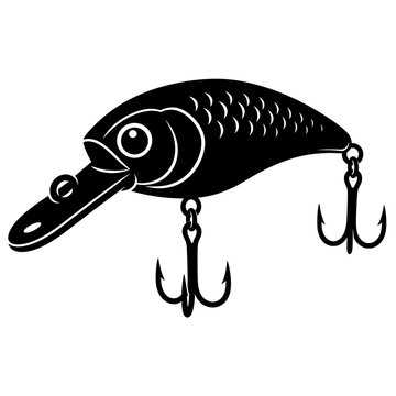 Close-up of a fishing lure silhouette on a white background