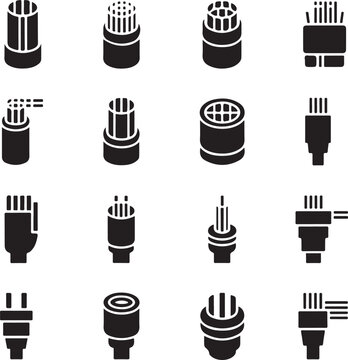 Various optical fiber cable connectors and cross-sections