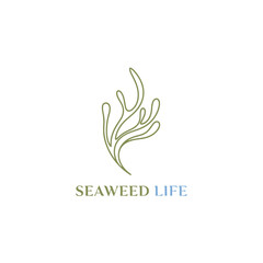 Obraz premium Seaweed Life Logo Design, Minimal Green Seaweed Emblem for Ocean, Wellness and Eco Brands.