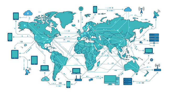 Global Network Connections Map Diagram.