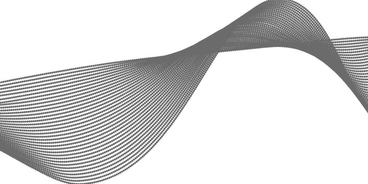 Dotted wave line background. Black halftone undulate pattern. Abstract particle flow wave wallpaper. Curved dashed gradient net design element for poser, banner, presentation, booklet, flyer. Vector