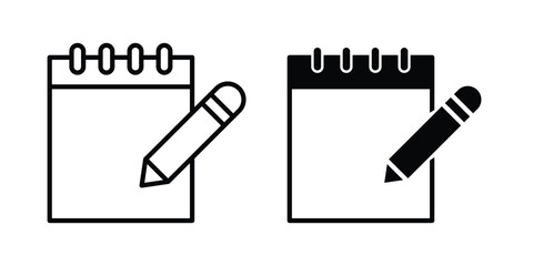 Note pad icon thin line and black silhouette flat style © Annimo