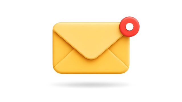 UI Email Notification Element &ndash; Envelope Icon with Badge Indicator in Minimal Floating Design on White Background