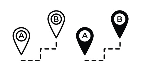 Path A to B icon thin line and black silhouette flat style © Annimo