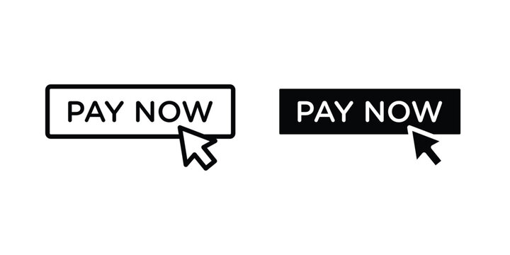 Pay now icon thin line and black silhouette flat style