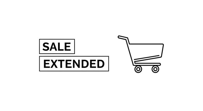Sale Extended Banner with Shopping Cart Icon Line Art