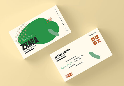 Minimal Abstract Business Card With Organic Shapes and Modern Design