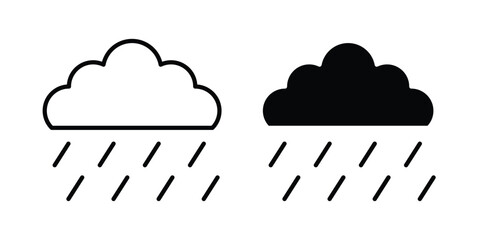 Fototapeta premium Raining icon thin line and black silhouette flat style