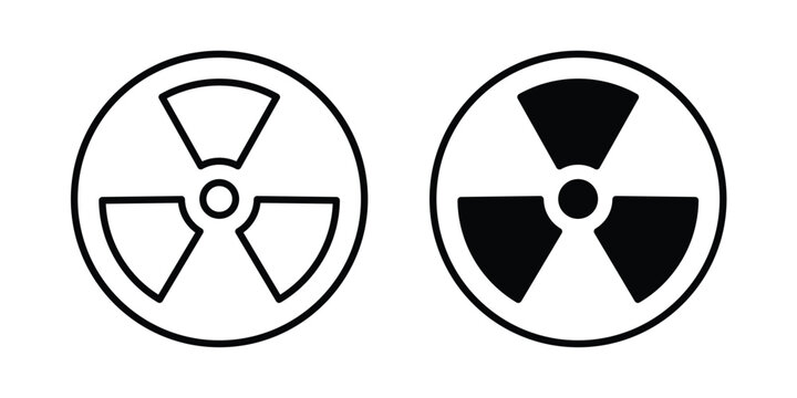 Radioactive icon thin line and black silhouette flat style