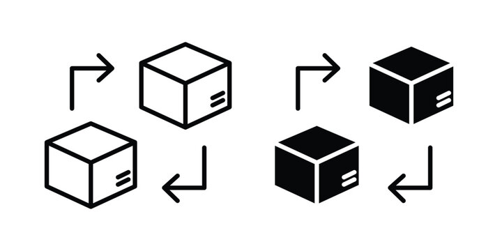 Replacement icon thin line and black silhouette flat style