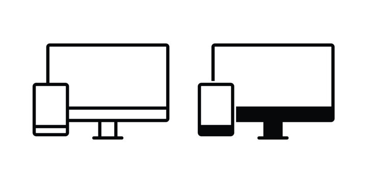 Responsive icon thin line and black silhouette flat style