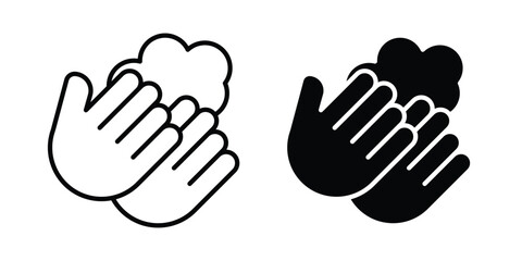 Fototapeta premium Sanitize hands icon thin line and black silhouette flat style