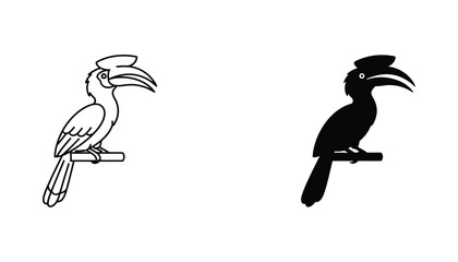 Hornbill bird silhouette and outline icon for wildlife conservation and nature branding projects © Lumina