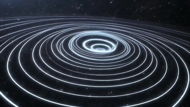Dynamic Abstract Illustration of Cosmic Ripples Radiating Energy, Depicting Universal Forces and Scientific Principles in a Starry Expanse