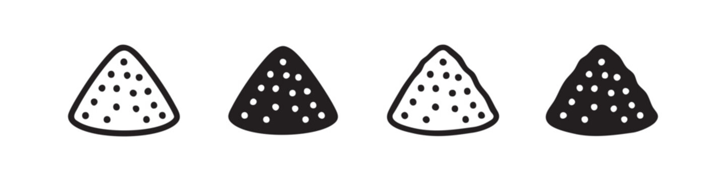 Pile of sand or salt icon set with outline and solid hand-drawn styles