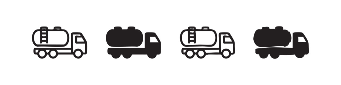 Fuel Tanker Truck Icon Set - Petroleum Transport Symbols