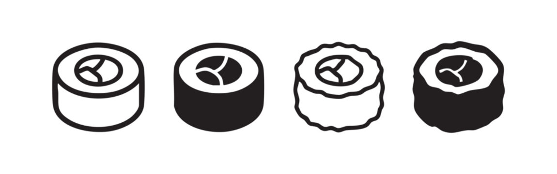 Japanese sushi maki roll icon set
