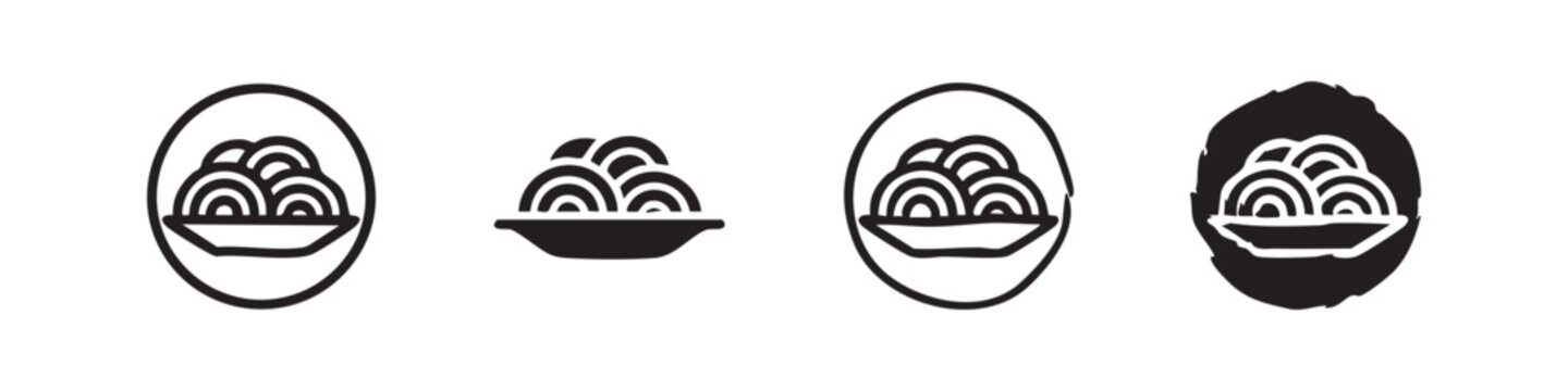 Pasta spaghetti bowl food icon set