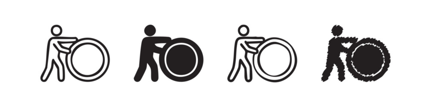 Hard Work and Financial Effort Icon Set - Persistence Symbols