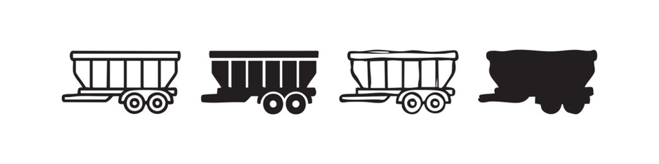 Farm Trailer and Grain Cart Icons for Agricultural Transport and Logistics © liubomir118809