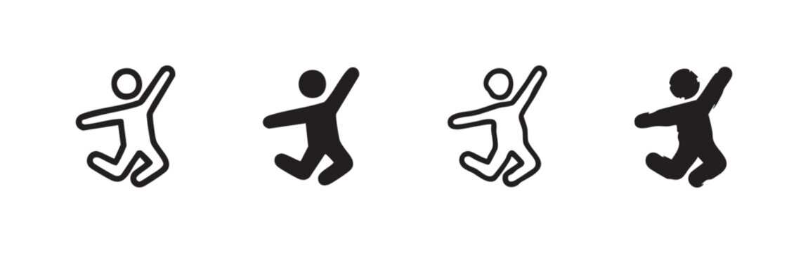 Happy Energetic Person Jumping Icon Set with Sketchy and Solid Variations