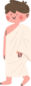 Character Illustration of Pilgrim in Ihram Clothing