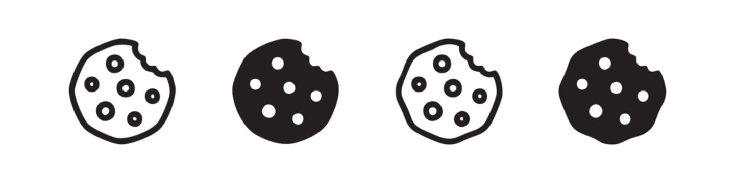 Bitten Cookie Icon Set - Hand Drawn Doodle Style