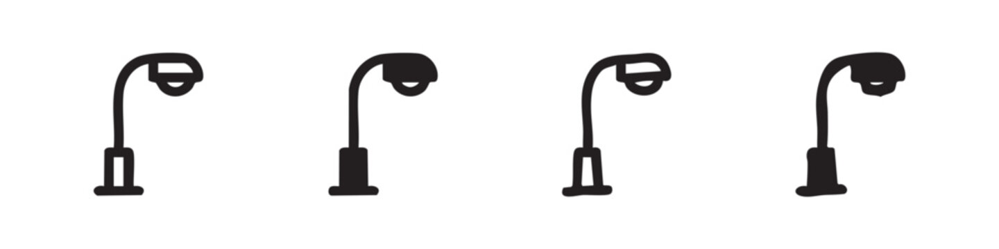 Urban Street Lamp and Lantern Icon Set