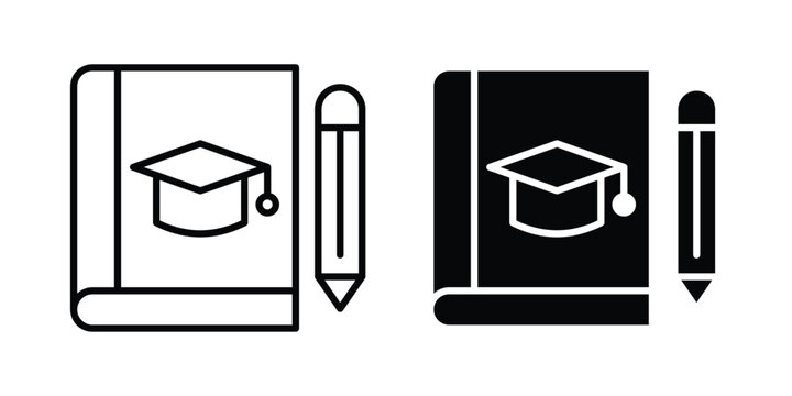 Thesis icon thin line and black silhouette flat style