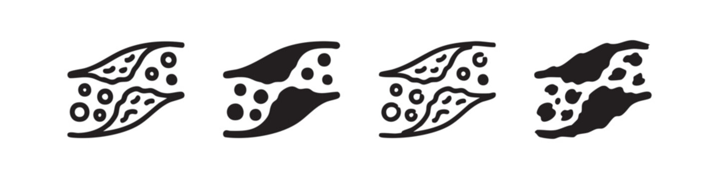 Set of four abstract paw print designs, two outlined and two solid black, on a white background