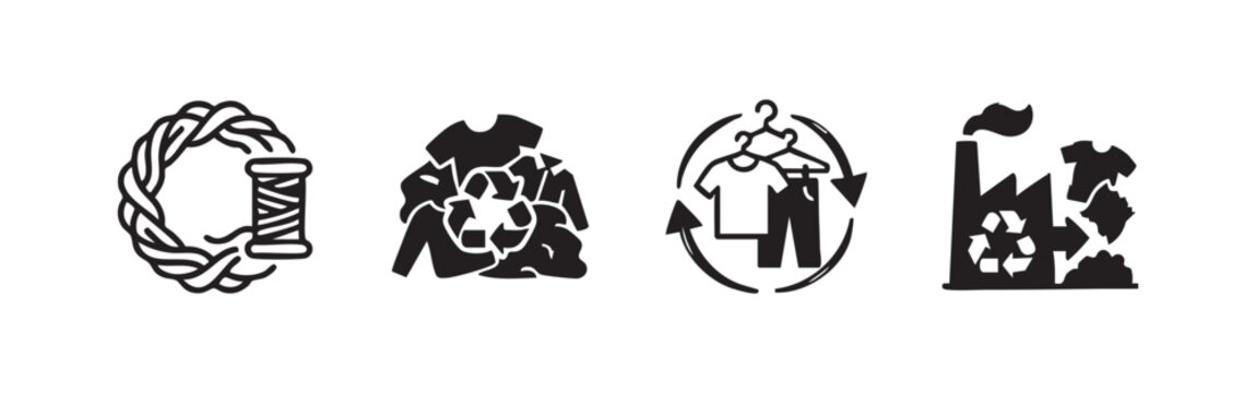 Set of textile recycling icons