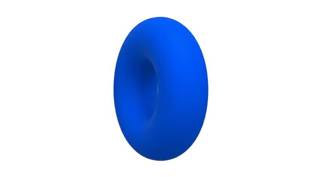 Blue 3D torus shape isolated on white background