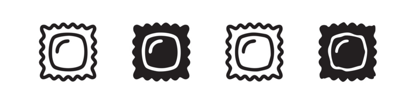 Set of black doodle style candy wrapper icons on white background