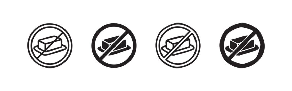 Dairy Free and No Butter Icon Set for Diet and Allergy Awareness