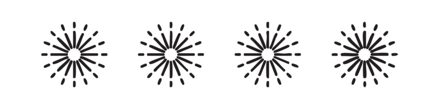 Abstract starburst or firework icons in various styles