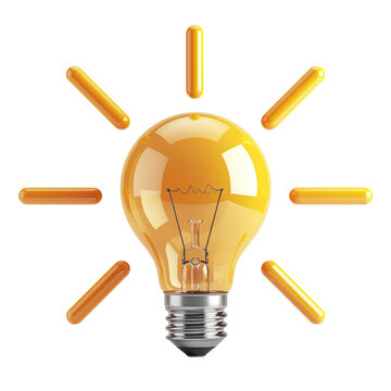 Glowing Light Bulb with Sun Rays