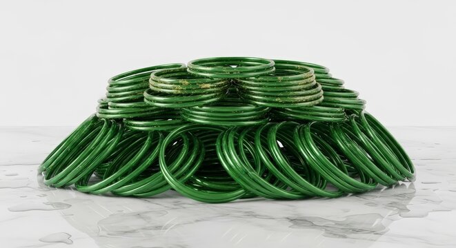 Green metal coil spring stack.