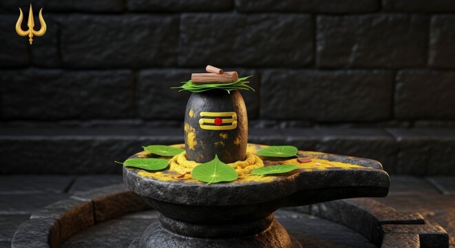 Shiva Lingam Hindu Temple Spiritual Symbol.