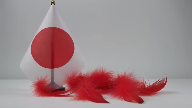 日本国旗と羽根で表す脆弱な経済基盤の象徴