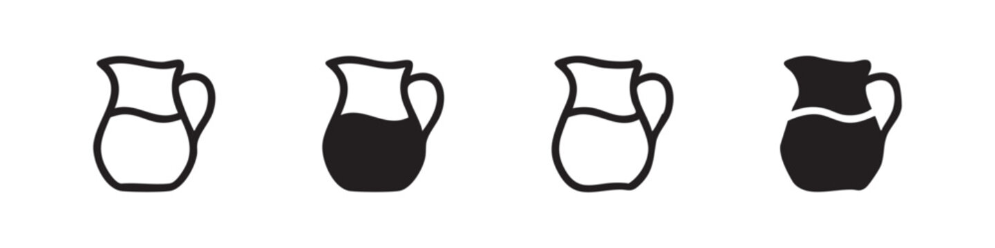 Simple icons of milk jugs in outline and filled styles
