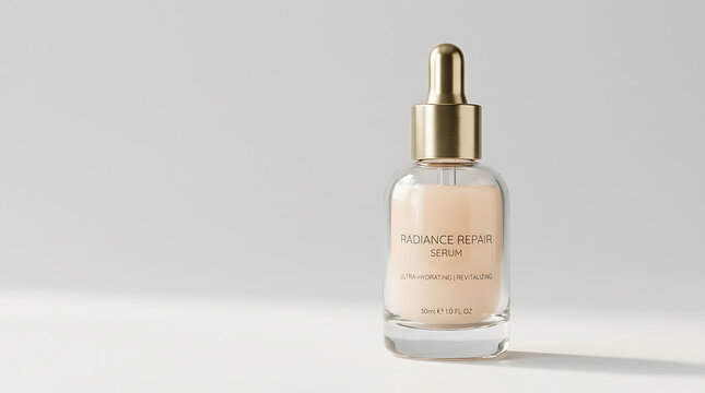 Radiance repair serum bottle isolated on white background