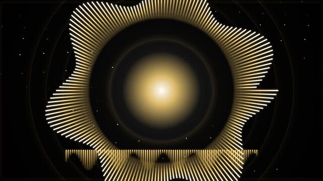 Golden Digital Audio Spectrum Visualizer with Glowing Core