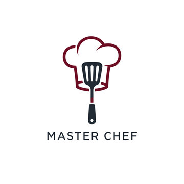 Master Chef Logo With Spatula and Toque Emblem for Culinary Business and Restaurant Branding.