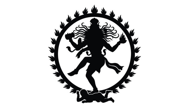 black and white silhouette of lord shiva very high quality vector illustration.