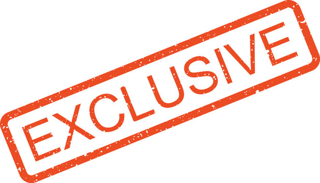 A striking red rubber stamp boldly featuring the word EXCLUSIVE, highlighting a special or limited offering for premium access